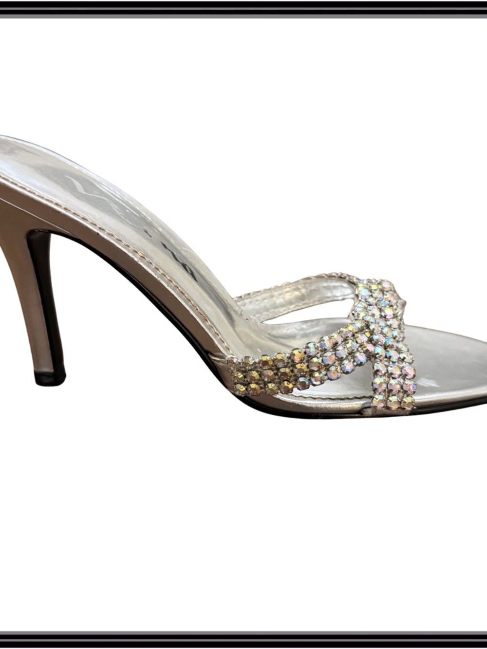 Nina Silver Rhinestone Strappy Heels Womens Size 7M Formal Prom Bridal Formal - Picture 3 of 16